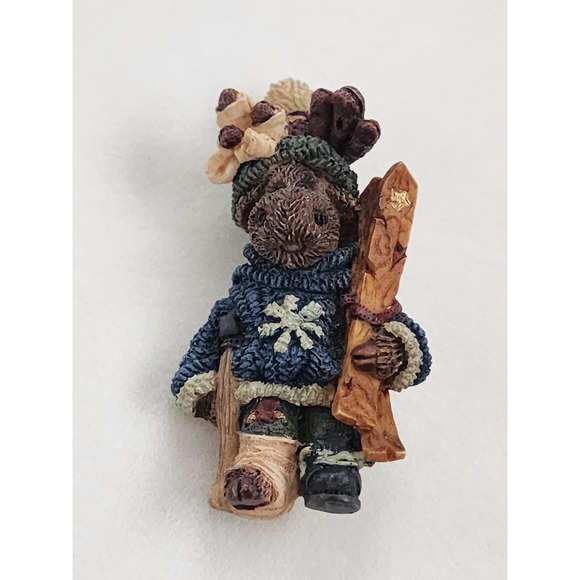 Boyds Bears Jewelry - Vtg BOYDS BEARS & FRIENDS Egon The Skiier Ceramic Handmade Brooch Pin FREE $HIP!